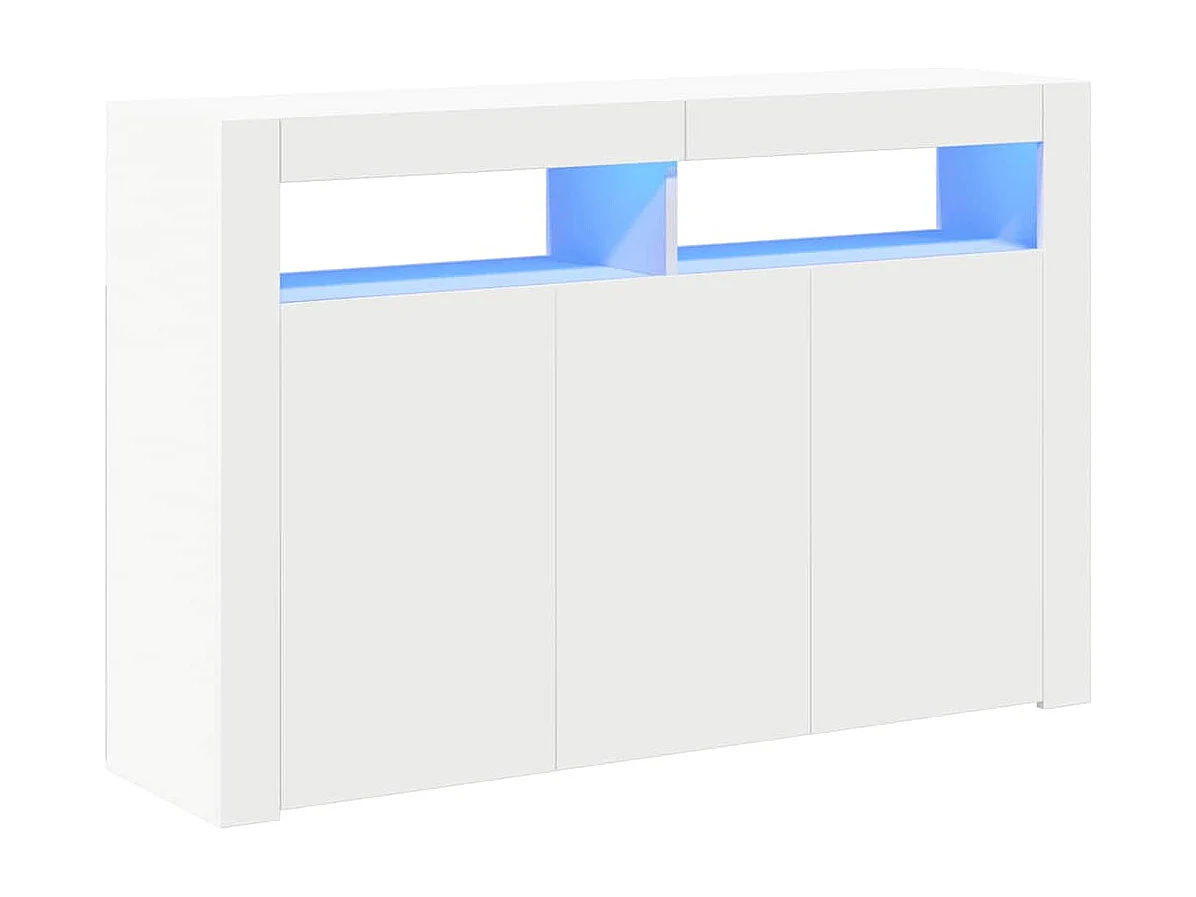 Buffet avec lumières LED Blanc 115,5x30x75 cm