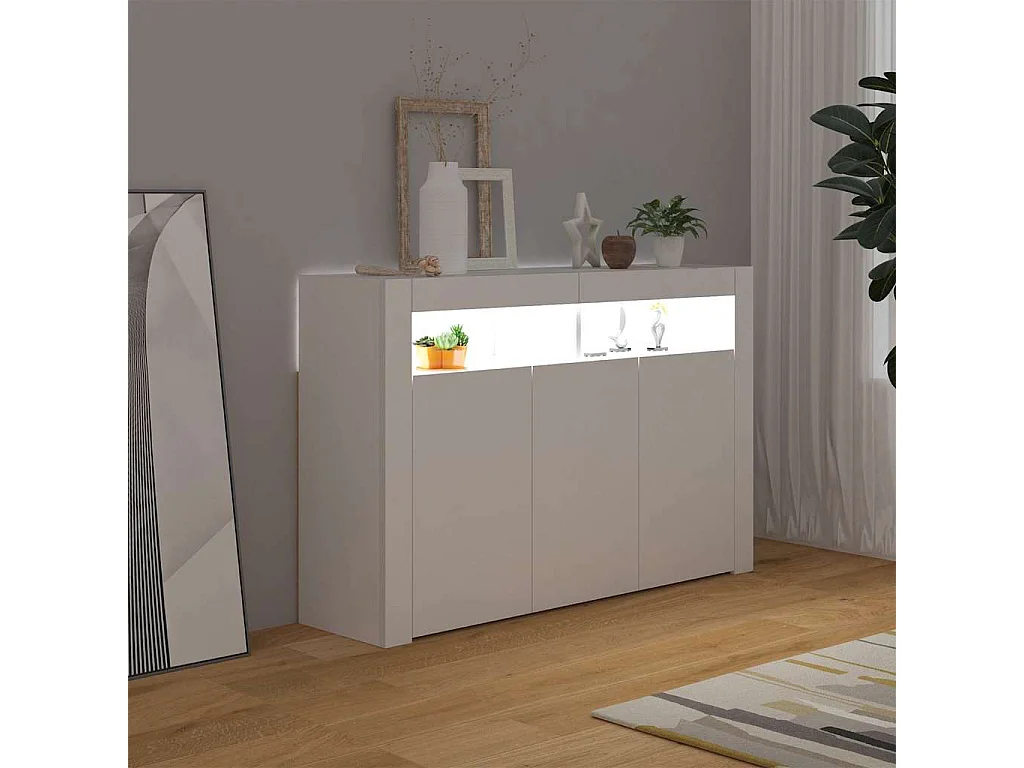 Buffet avec lumières LED Blanc 115,5x30x75 cm