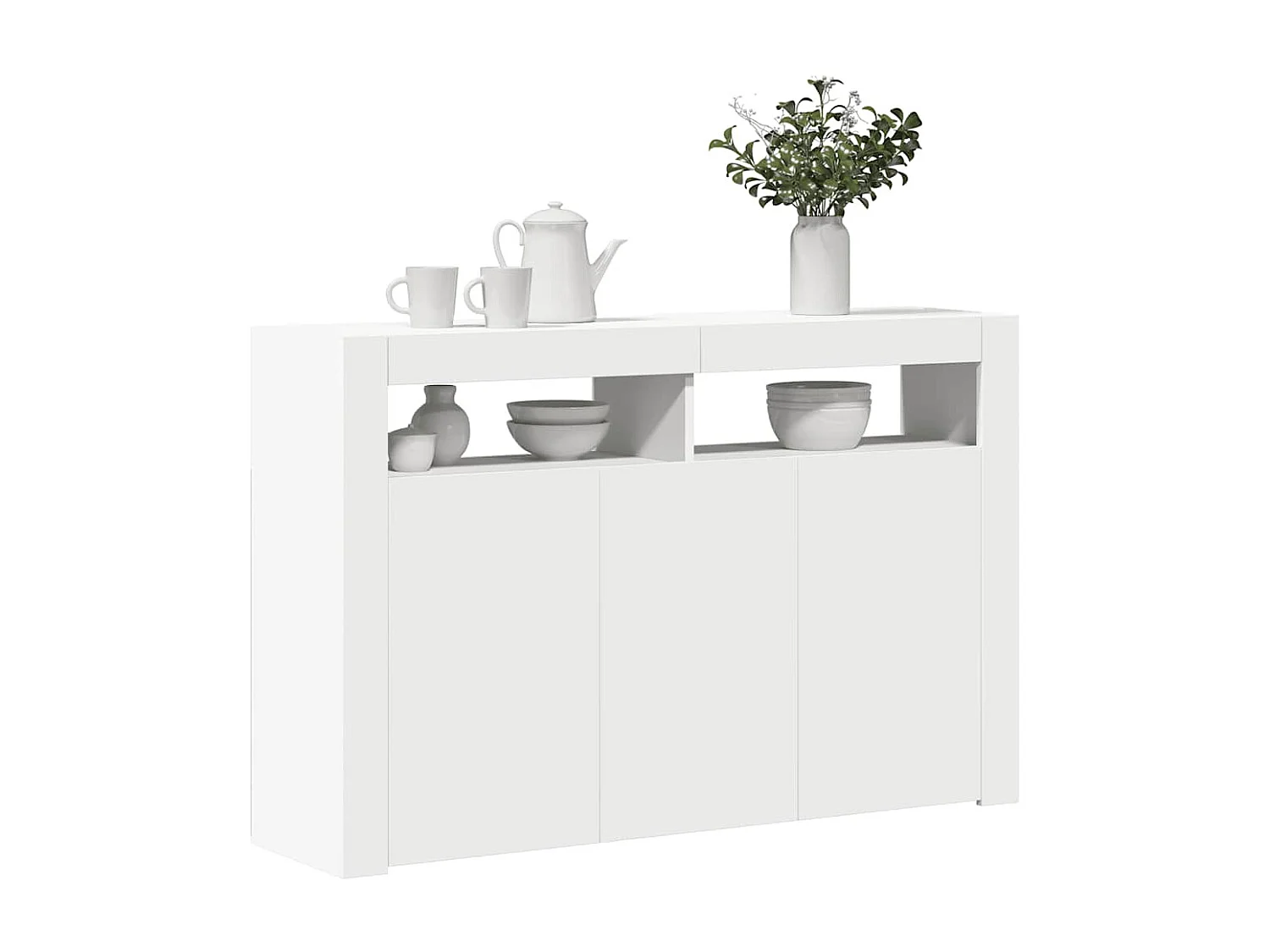 Buffet avec lumières LED Blanc 115,5x30x75 cm