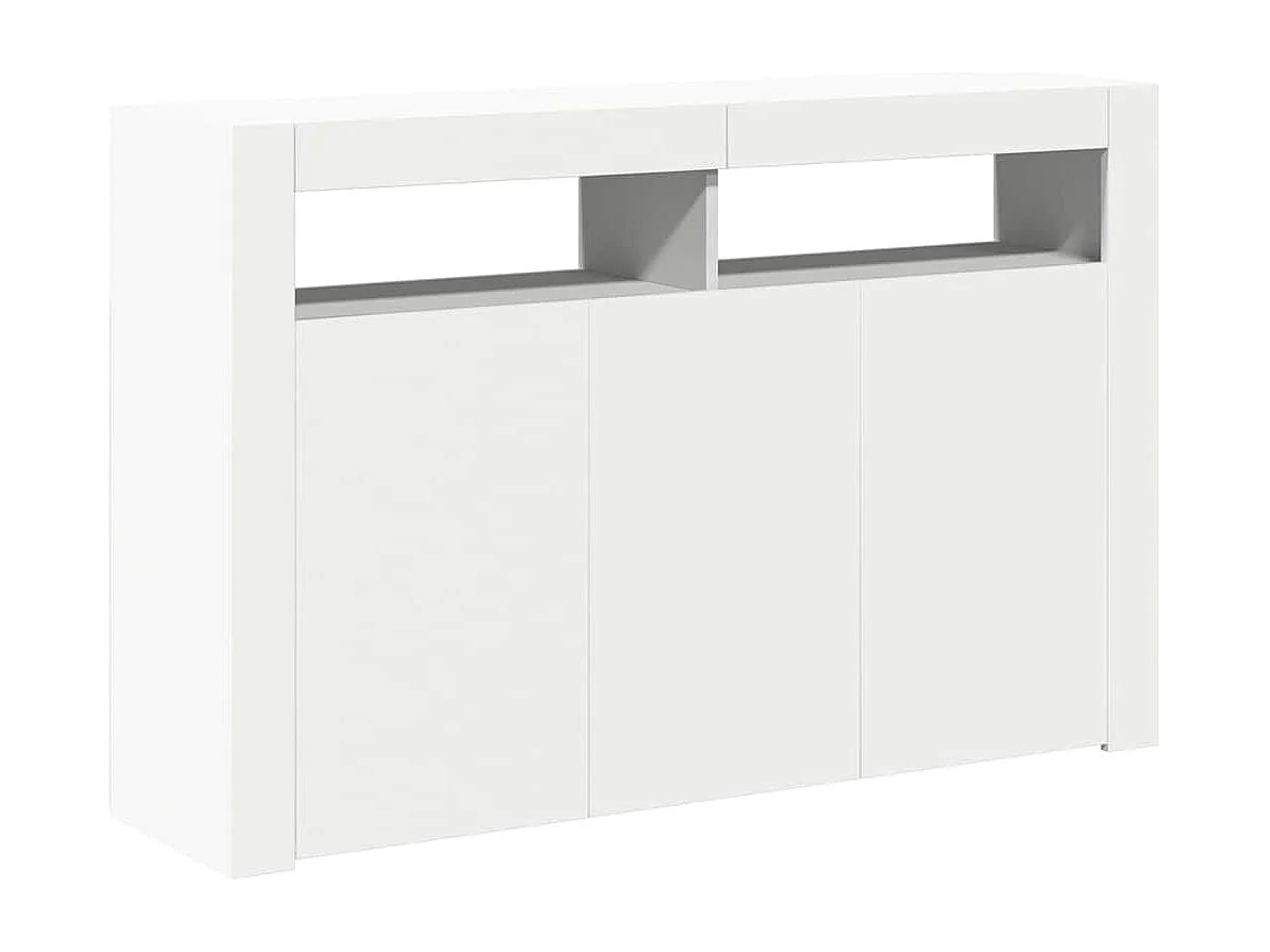 Buffet avec lumières LED Blanc 115,5x30x75 cm