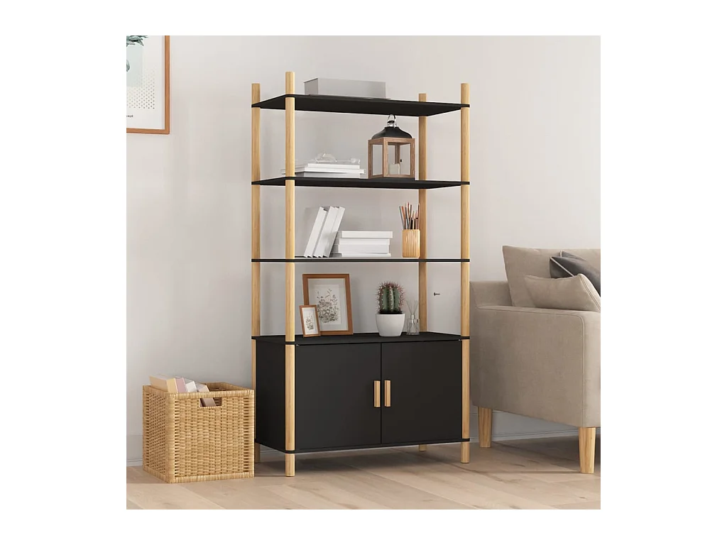 Buffet haut Noir 80x40x153 cm Bois d'ingénierie
