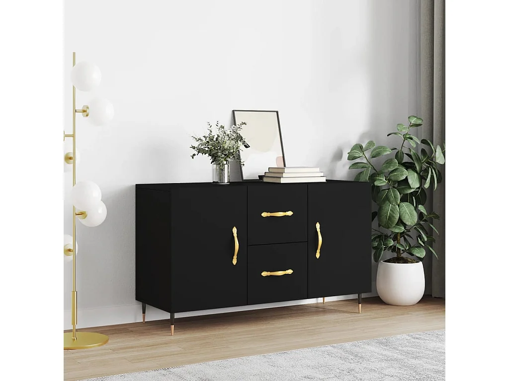 Buffet noir 100x36x60 cm bois d'ingénierie