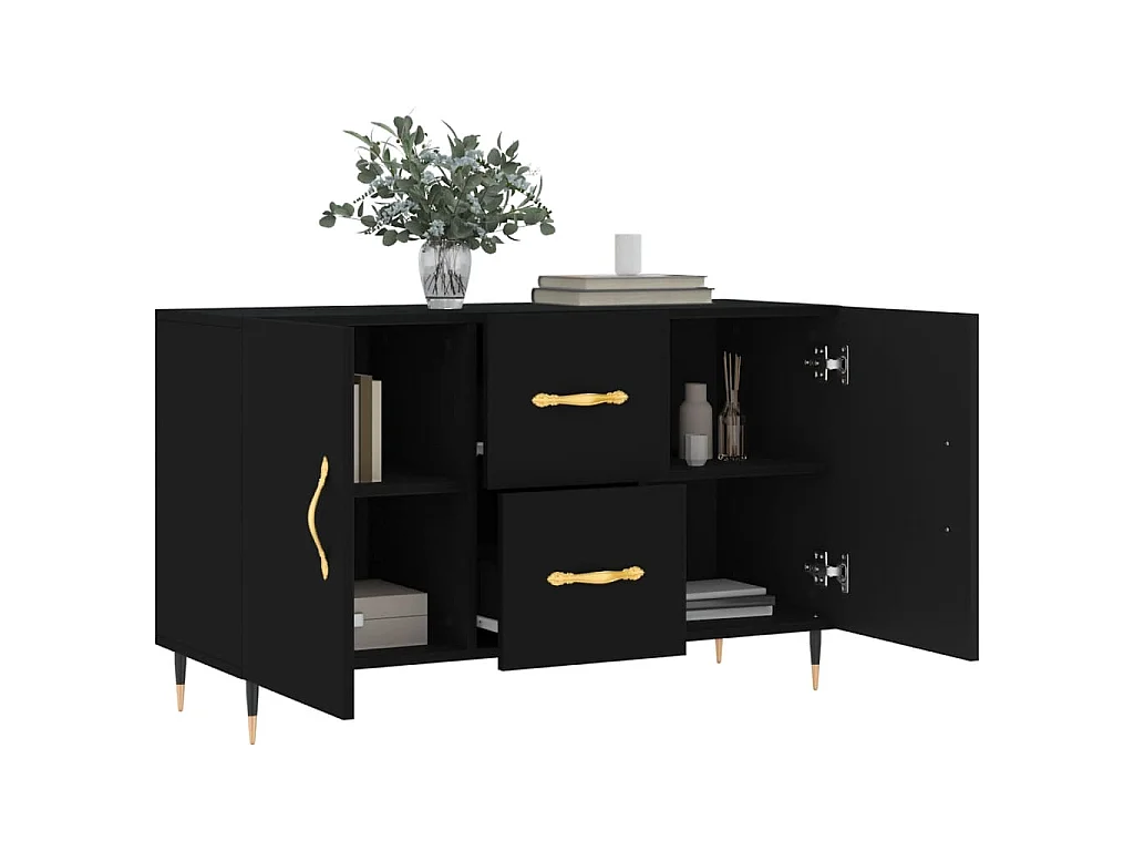 Buffet noir 100x36x60 cm bois d'ingénierie