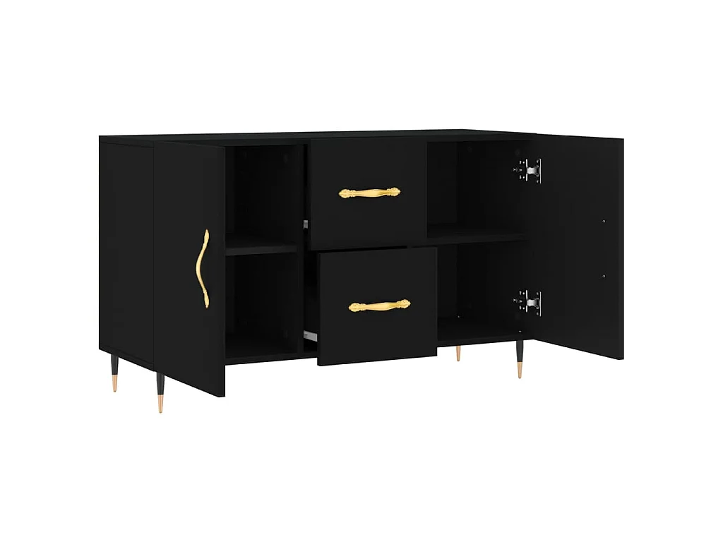 Buffet noir 100x36x60 cm bois d'ingénierie