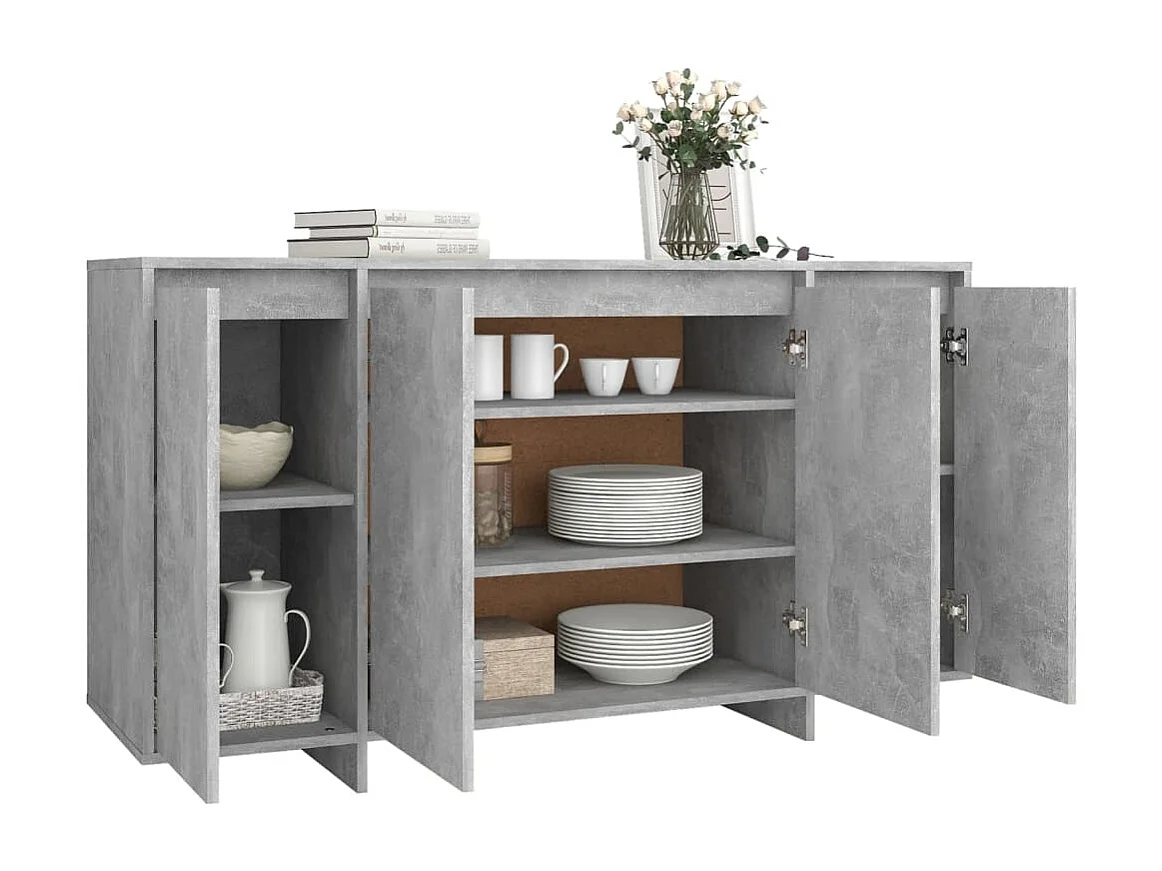 Buffet gris béton 135x41x75 cm bois d'ingénierie