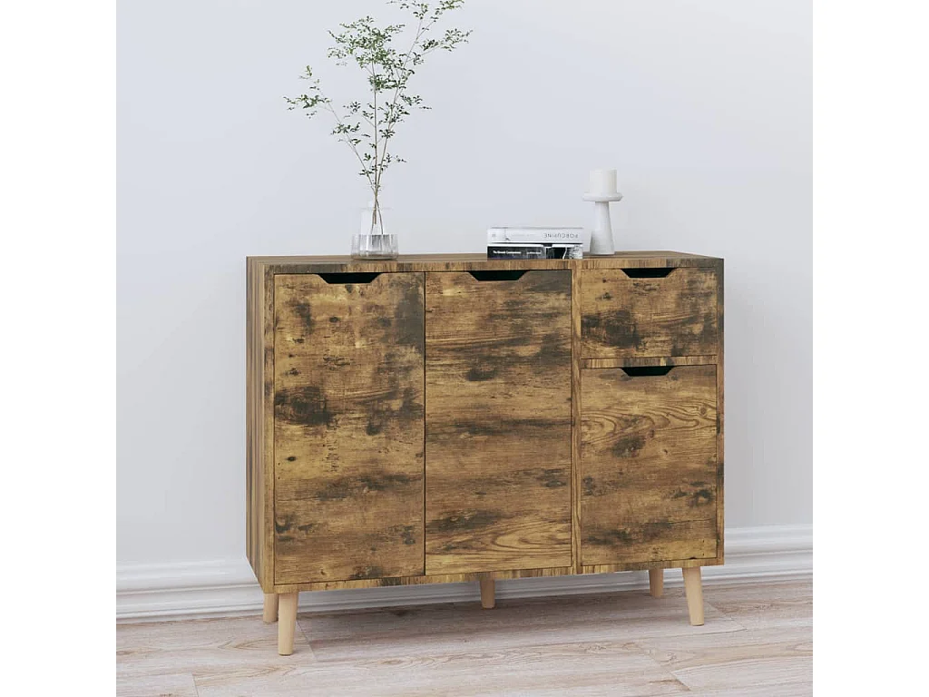 Buffet chêne fumé 90x30x72 cm bois d'ingénierie