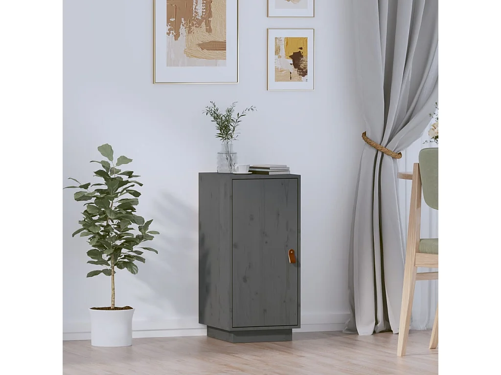 Buffet Gris 34x40x75 cm Bois massif de pin