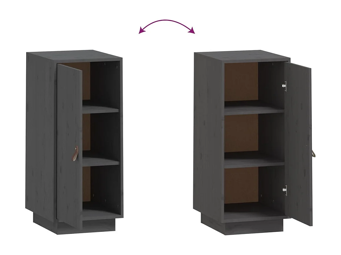 Buffet Gris 34x40x75 cm Bois massif de pin