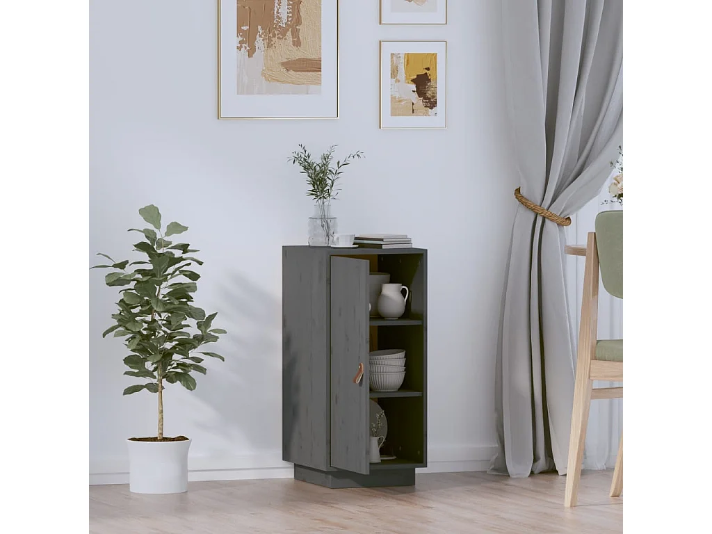 Buffet Gris 34x40x75 cm Bois massif de pin