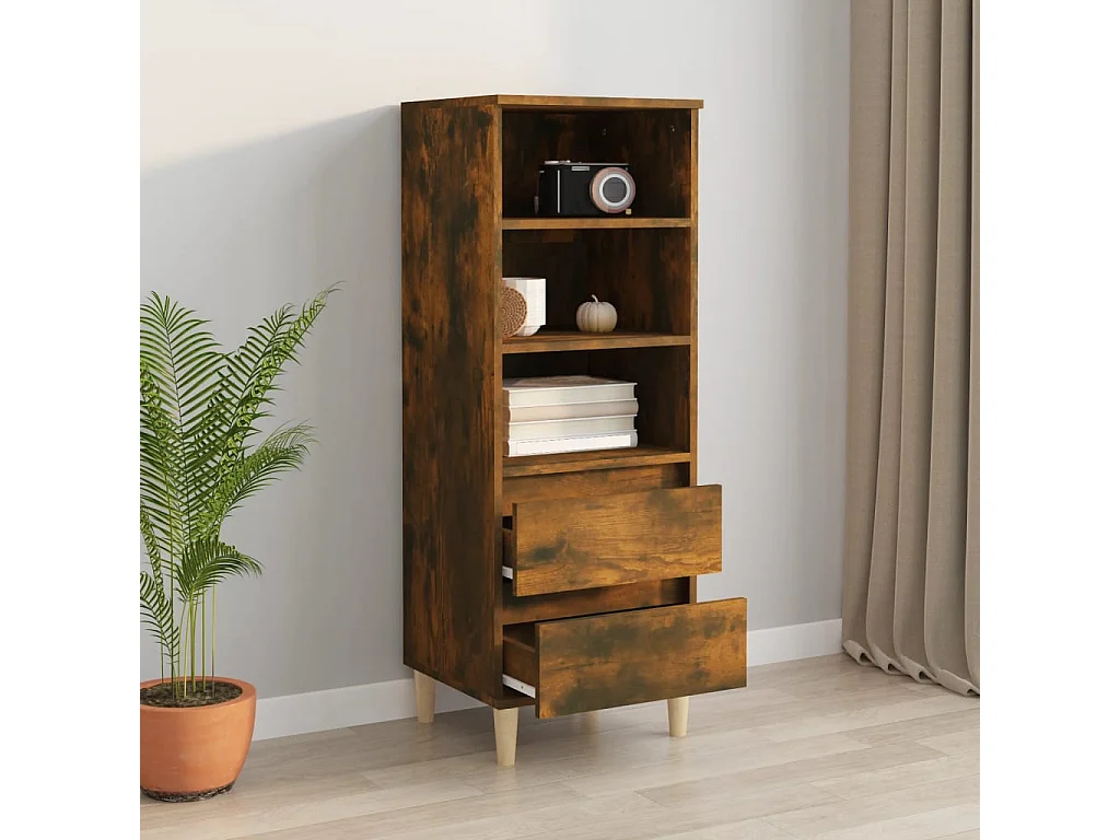 Hoge kast 40x36x110 cm bewerkt hout gerookt eiken