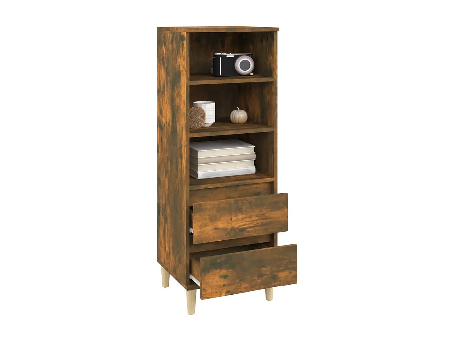 Hoge kast 40x36x110 cm bewerkt hout gerookt eiken