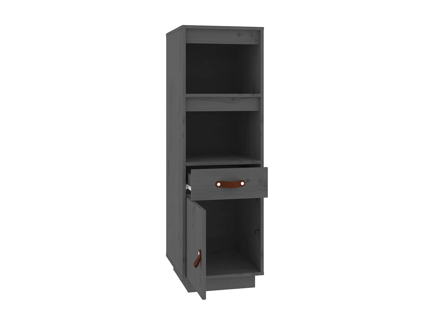 Highboard Grau 34x40x108,5 cm Massivholz Kiefer