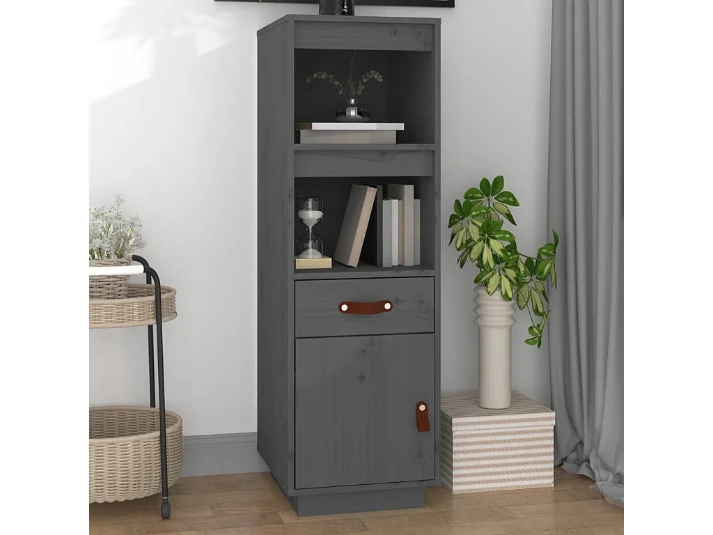 Hoge kast 34x40x108,5 cm massief grenenhout grijs