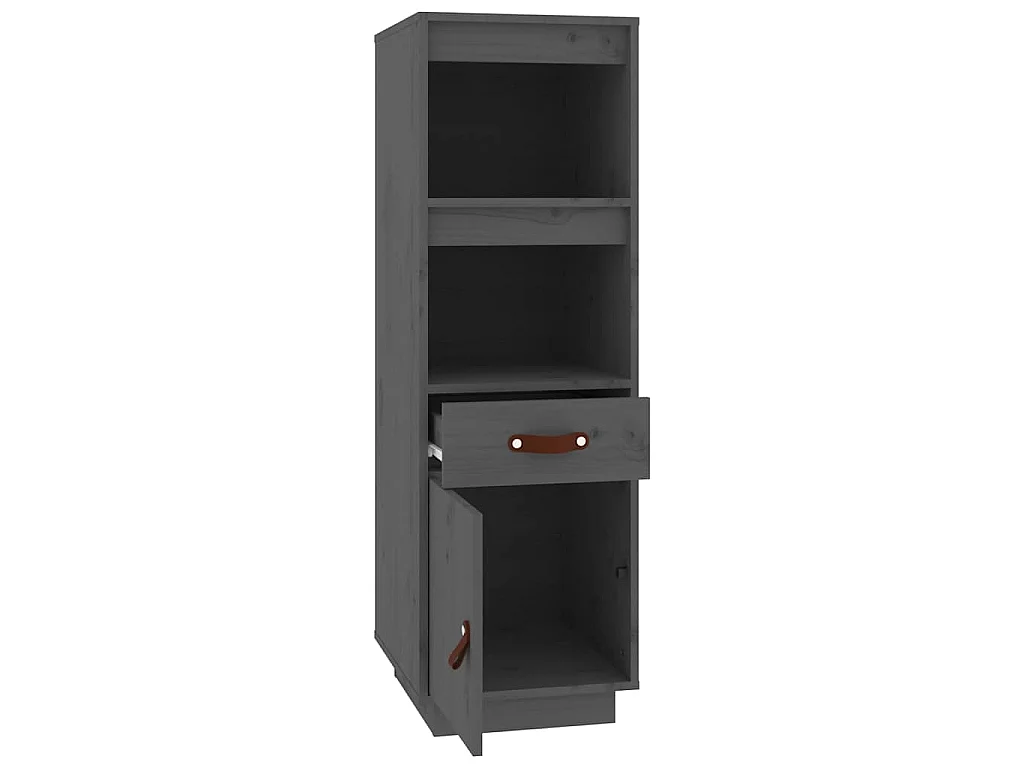Buffet haut Gris 34x40x108,5 cm Bois massif de pin