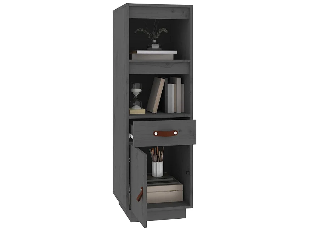 Buffet haut Gris 34x40x108,5 cm Bois massif de pin
