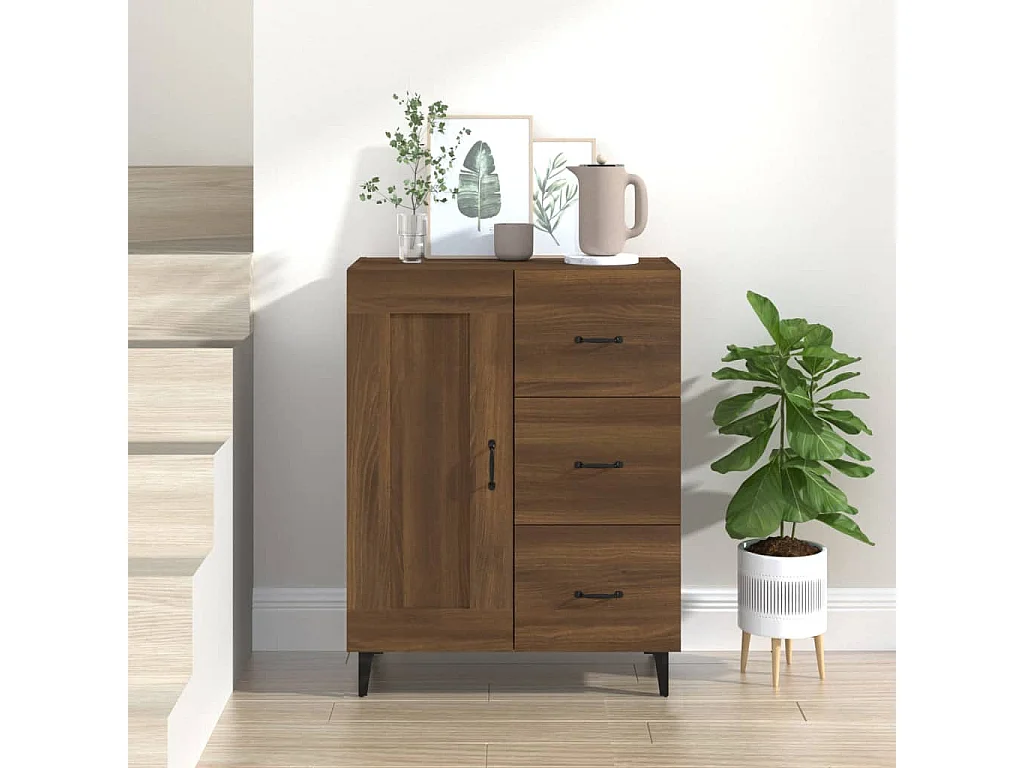 Credenza Rovere Marrone 69,5x34x90 cm in Legno Multistrato