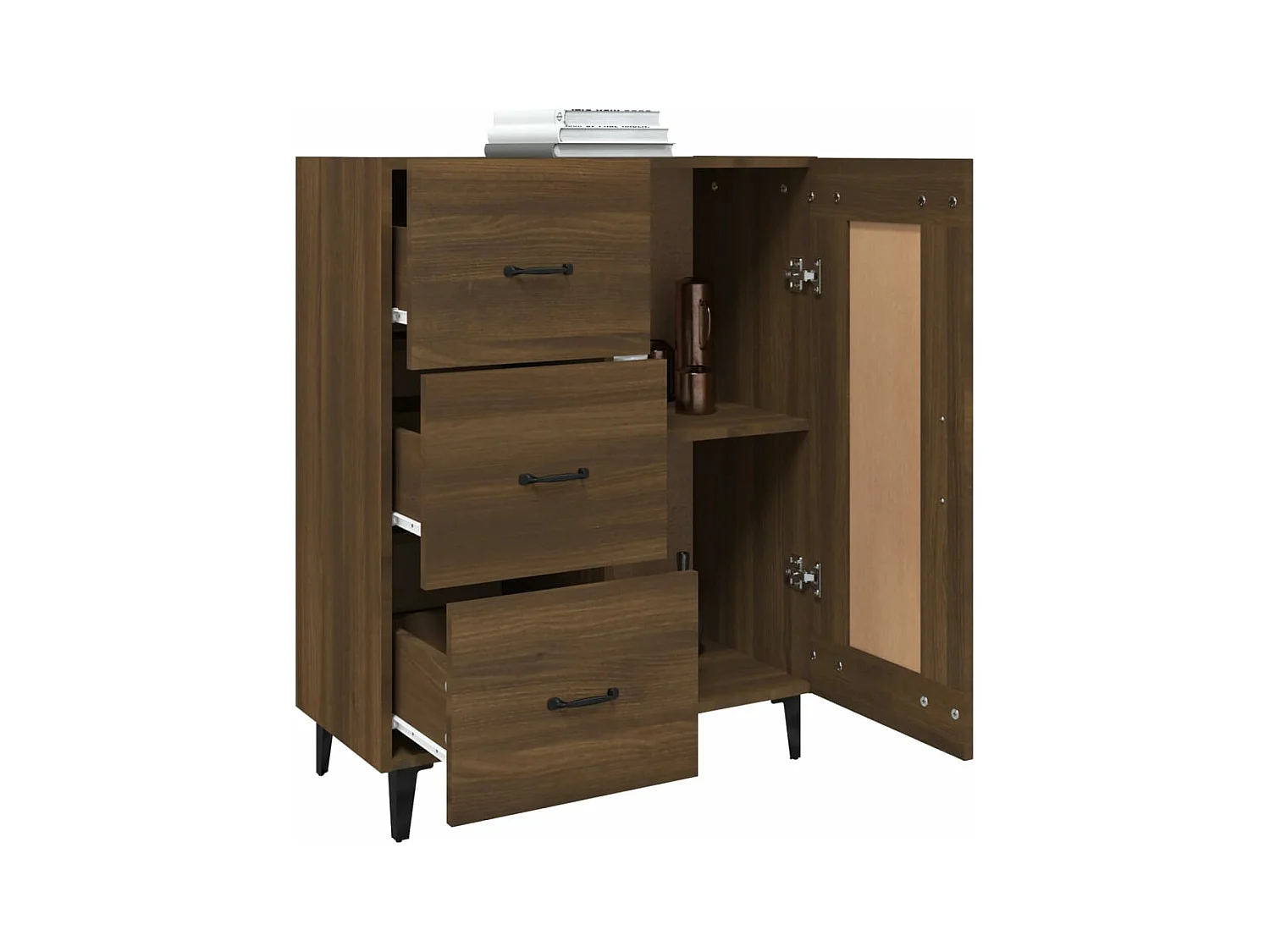 Credenza Rovere Marrone 69,5x34x90 cm in Legno Multistrato