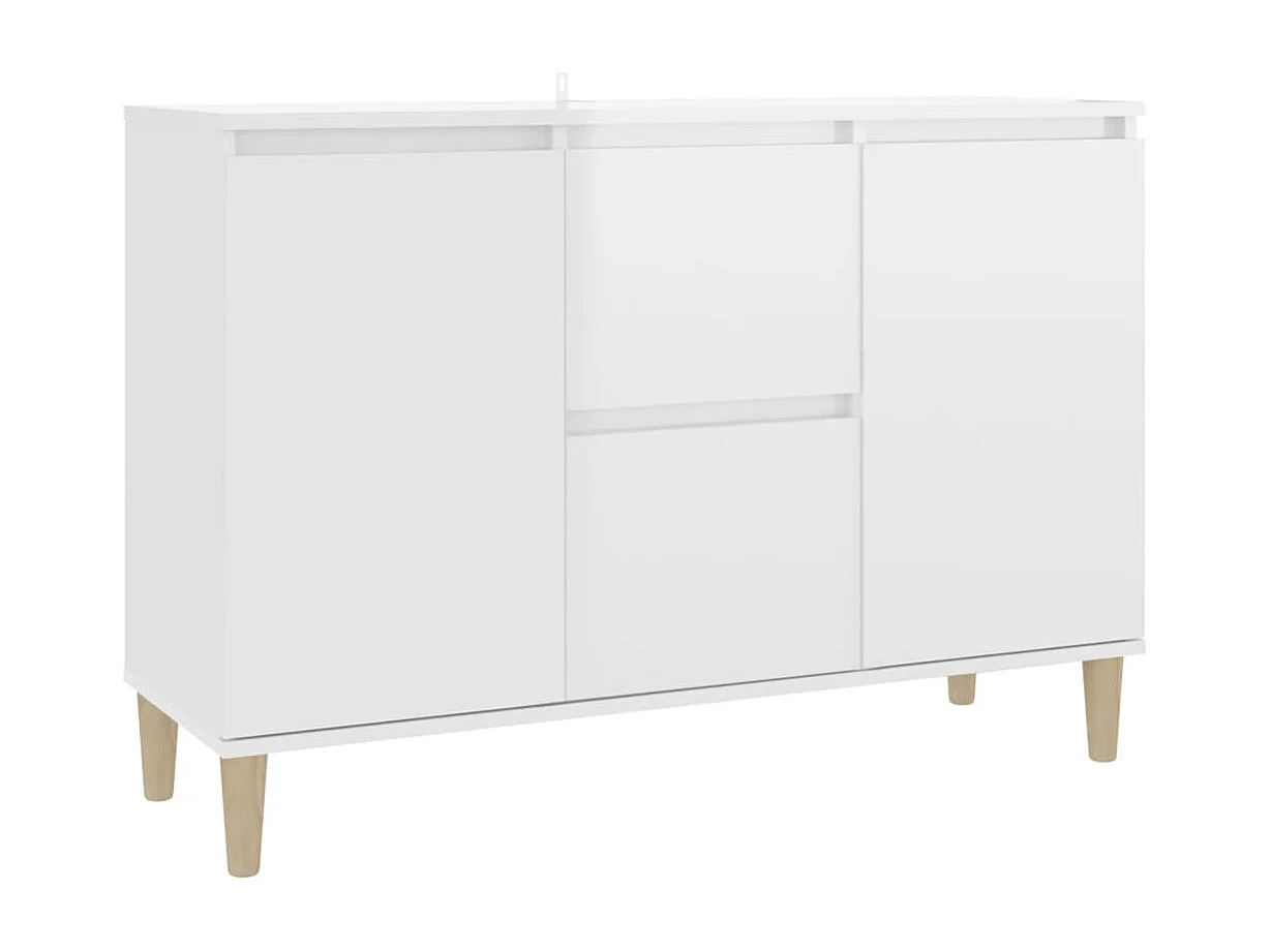 Buffet blanc brillant 101x35x70 cm bois d'ingénierie
