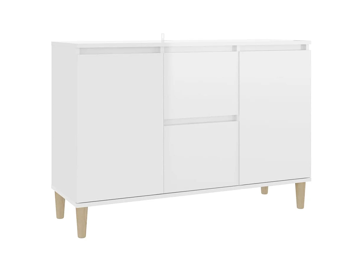 Credenza Bianco Lucido 101x35x70 cm in Legno Multistrato