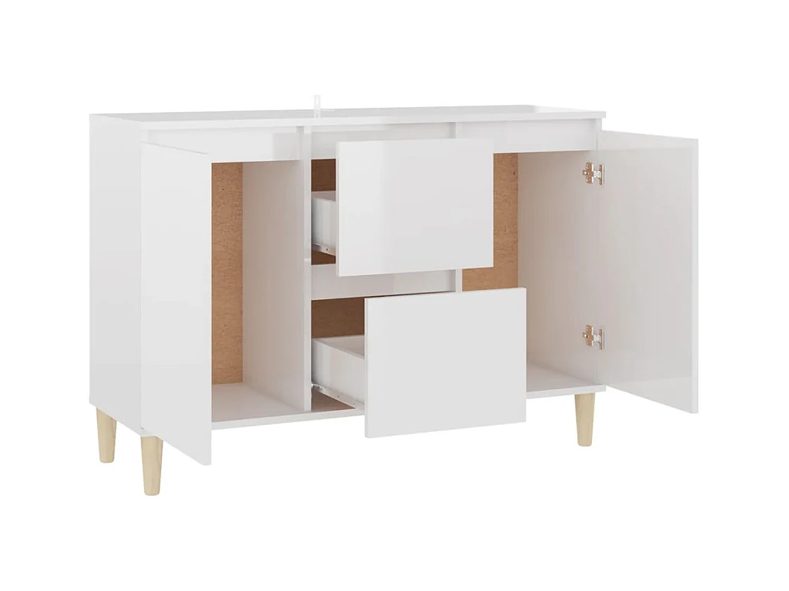 Credenza Bianco Lucido 101x35x70 cm in Legno Multistrato