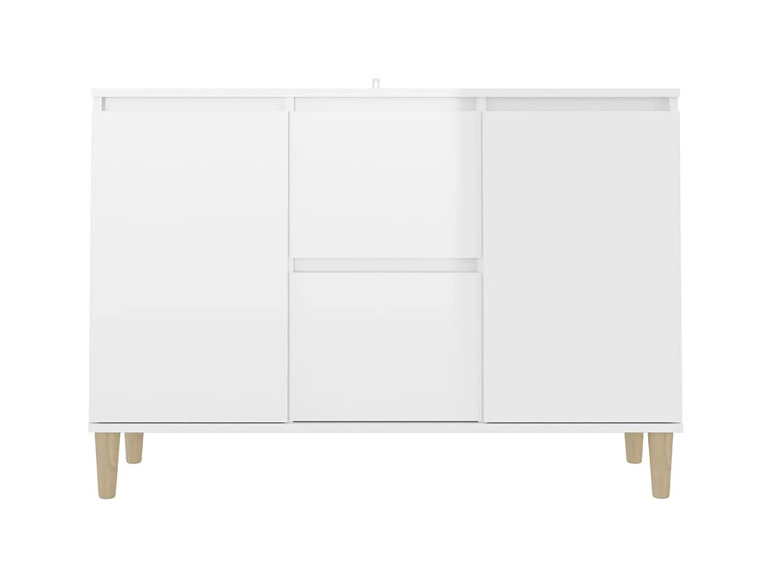 Credenza Bianco Lucido 101x35x70 cm in Legno Multistrato