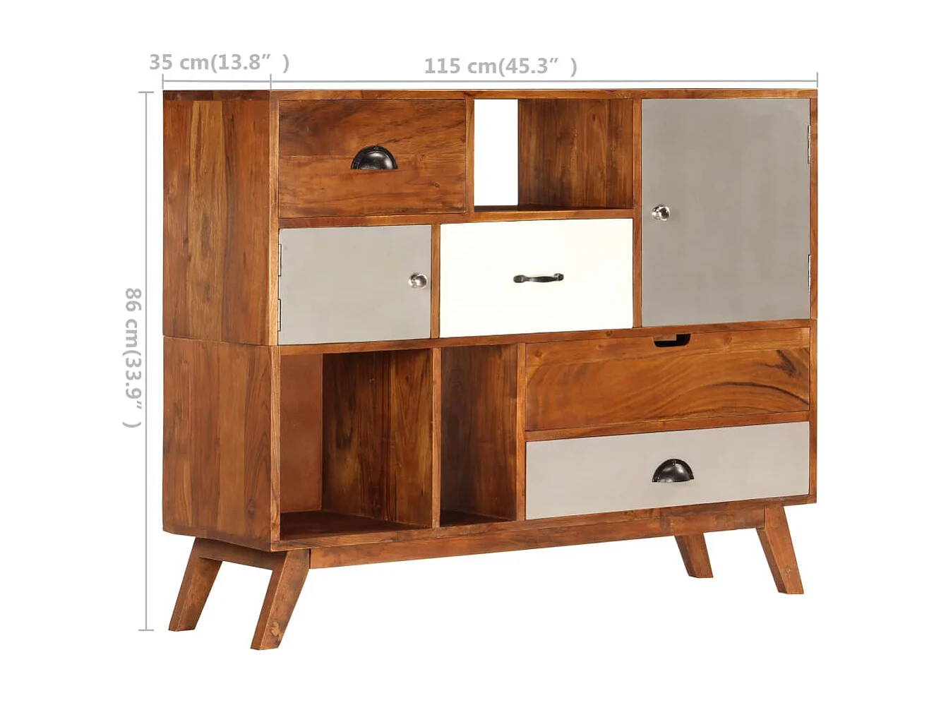 Aparador de madera maciza de acacia 115x35x86 cm