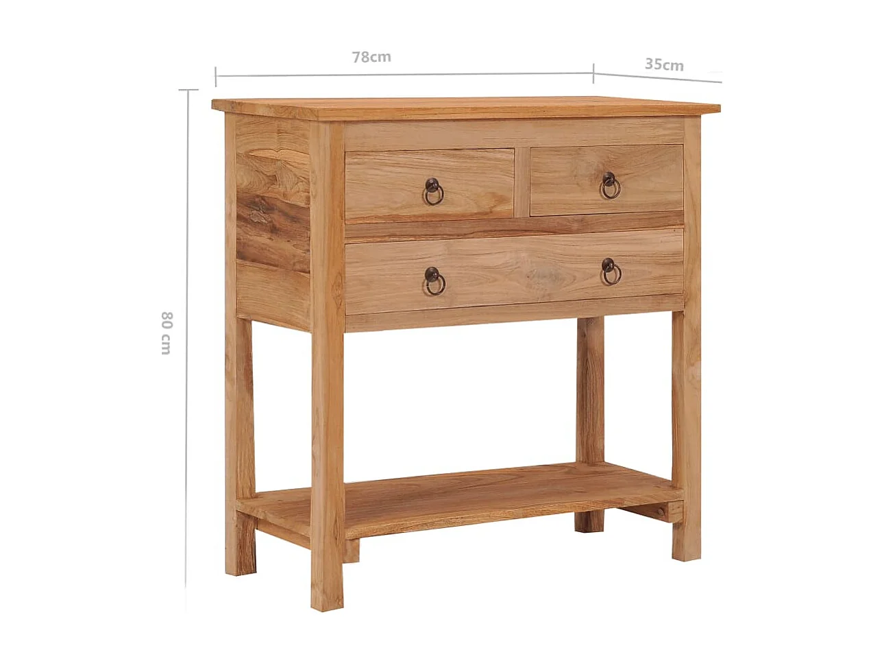 Buffet 78x35x80 cm bois de teck massif