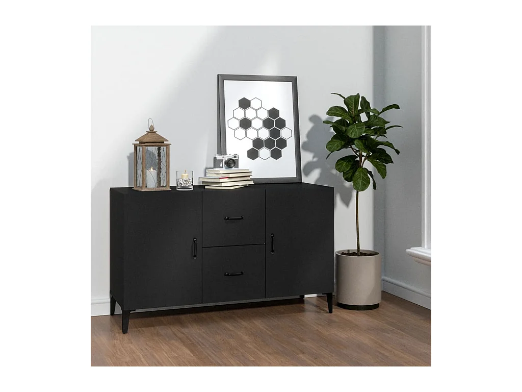 Buffet noir 100x36x60 cm bois d'ingénierie