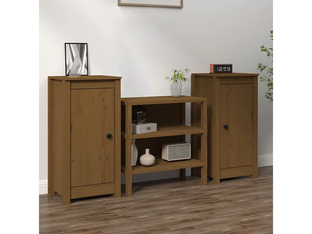 Sideboards 2 Stk. Honigbraun 39x35x80 cm Massivholz Kiefer