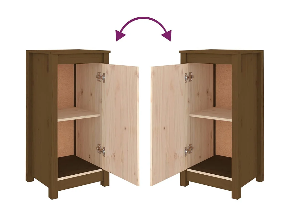 Sideboards 2 Stk. Honigbraun 39x35x80 cm Massivholz Kiefer