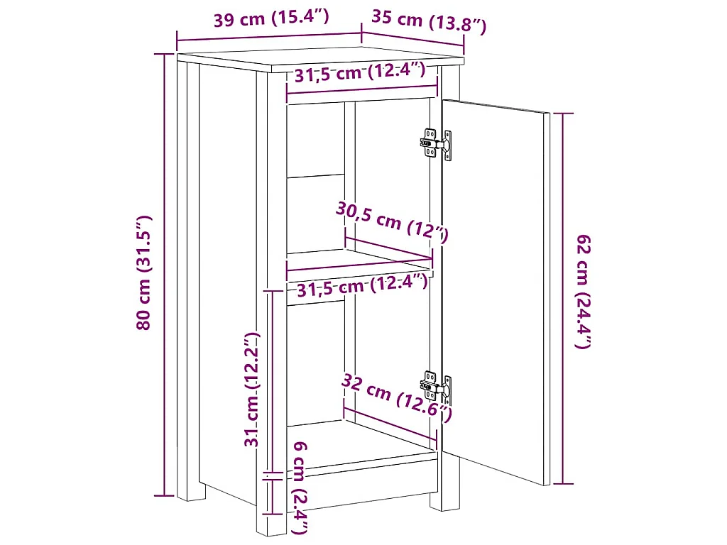 Dressoirs 2 st 39x35x80 cm massief grenenhout honingbruin