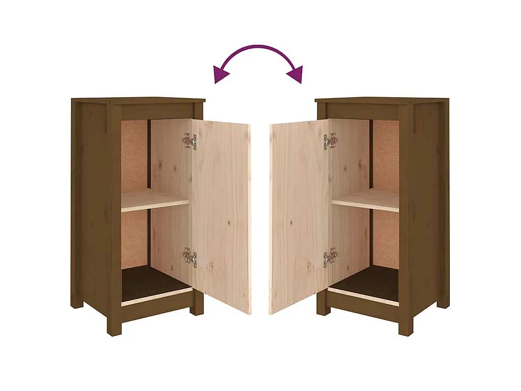 Dressoirs 2 st 39x35x80 cm massief grenenhout honingbruin