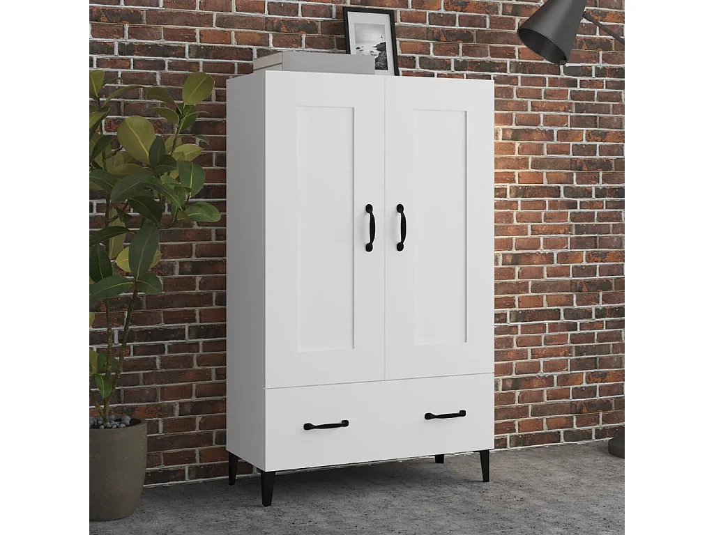Hoge kast 70x31x115 cm bewerkt hout wit