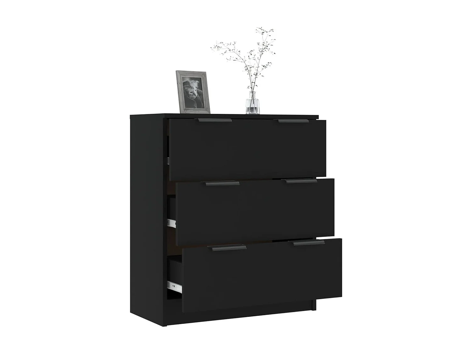 Buffet noir 60x30x70 cm bois d'ingénierie
