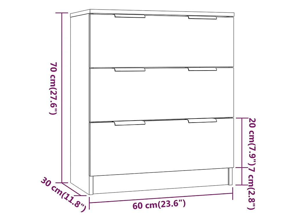 Dressoir 60x30x70 cm bewerkt hout zwart