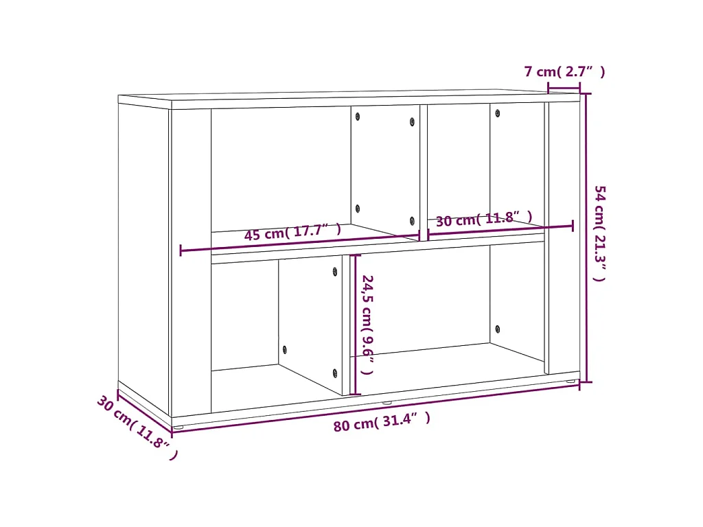 Dressoir 80x30x54 cm bewerkt hout grijs sonoma eikenkleurig