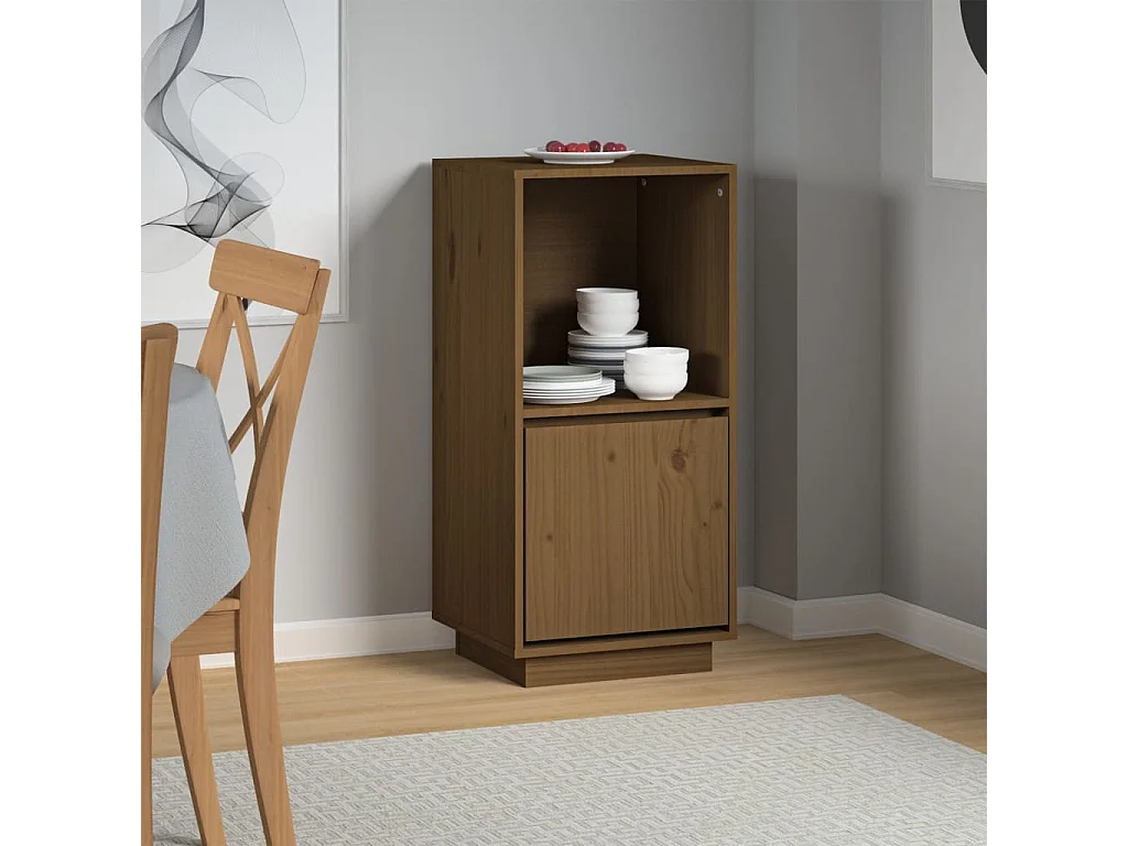 Buffet marron miel 38x35x80 cm bois massif de pin