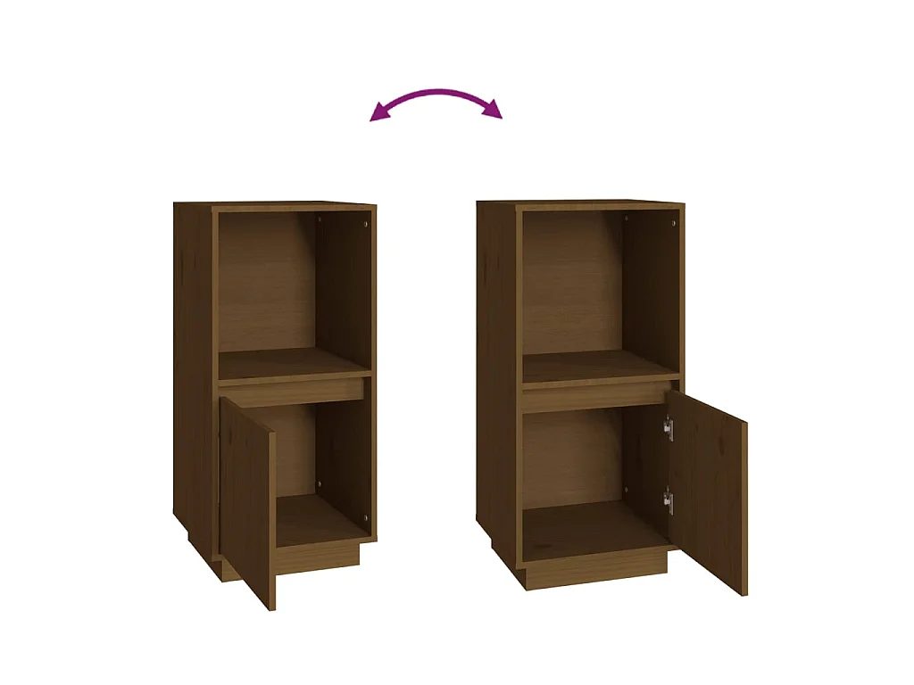 Buffet marron miel 38x35x80 cm bois massif de pin
