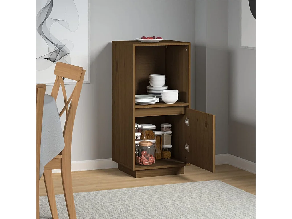 Buffet marron miel 38x35x80 cm bois massif de pin