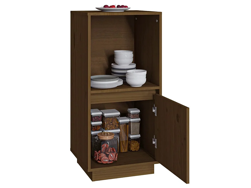 Buffet marron miel 38x35x80 cm bois massif de pin