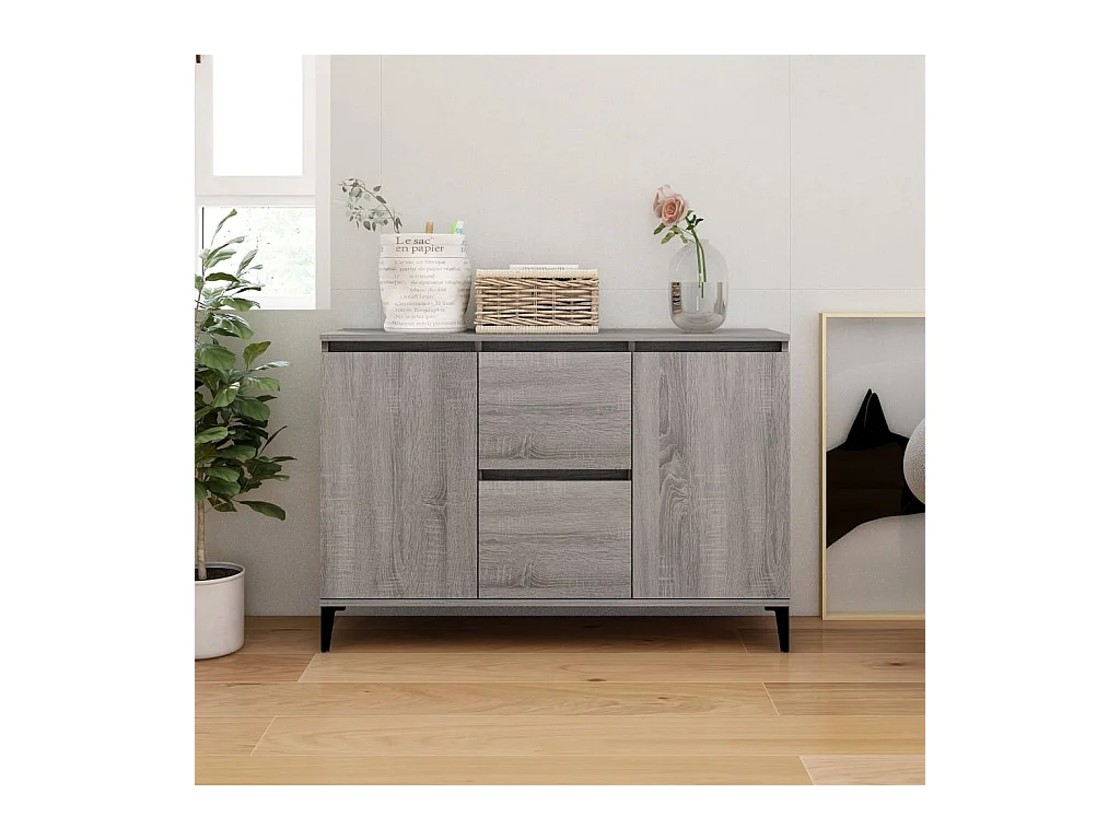 Credenza Grigio Sonoma 102x35x70 cm in Legno Multistrato