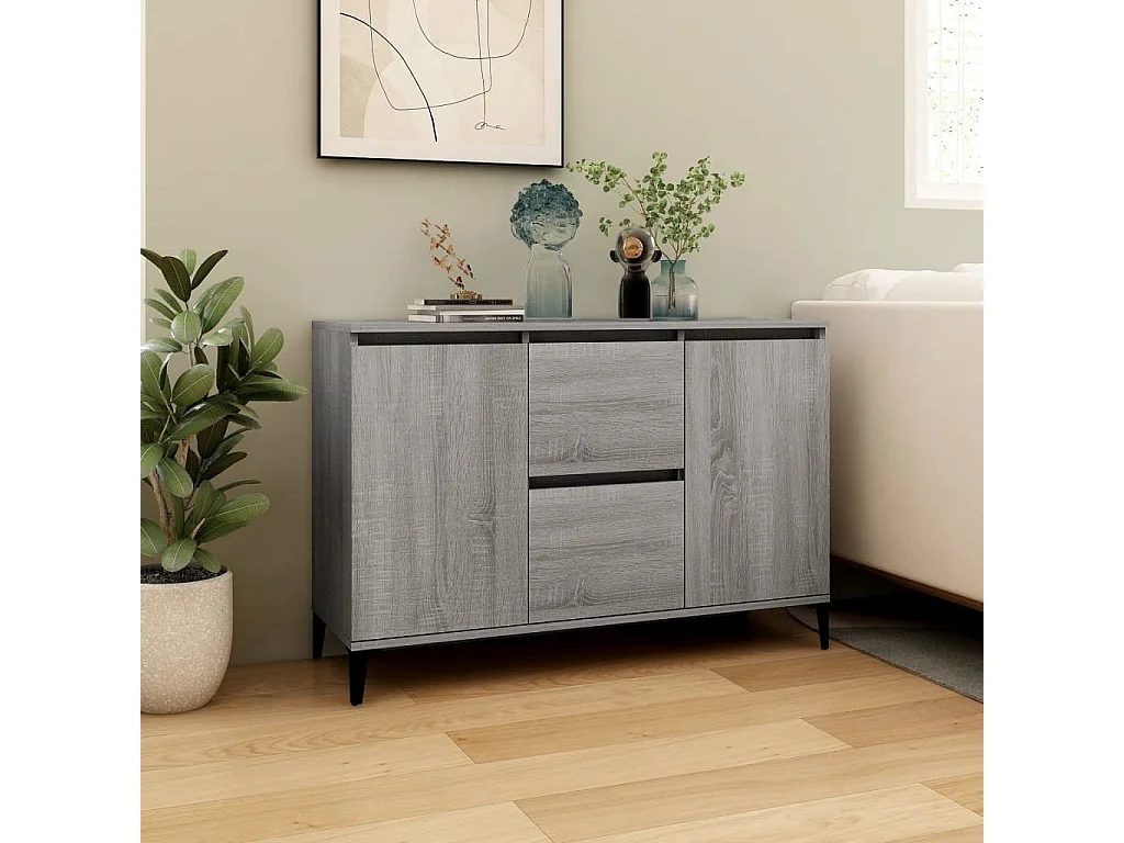 Sideboard Grau Sonoma 102x35x70 cm Holzwerkstoff