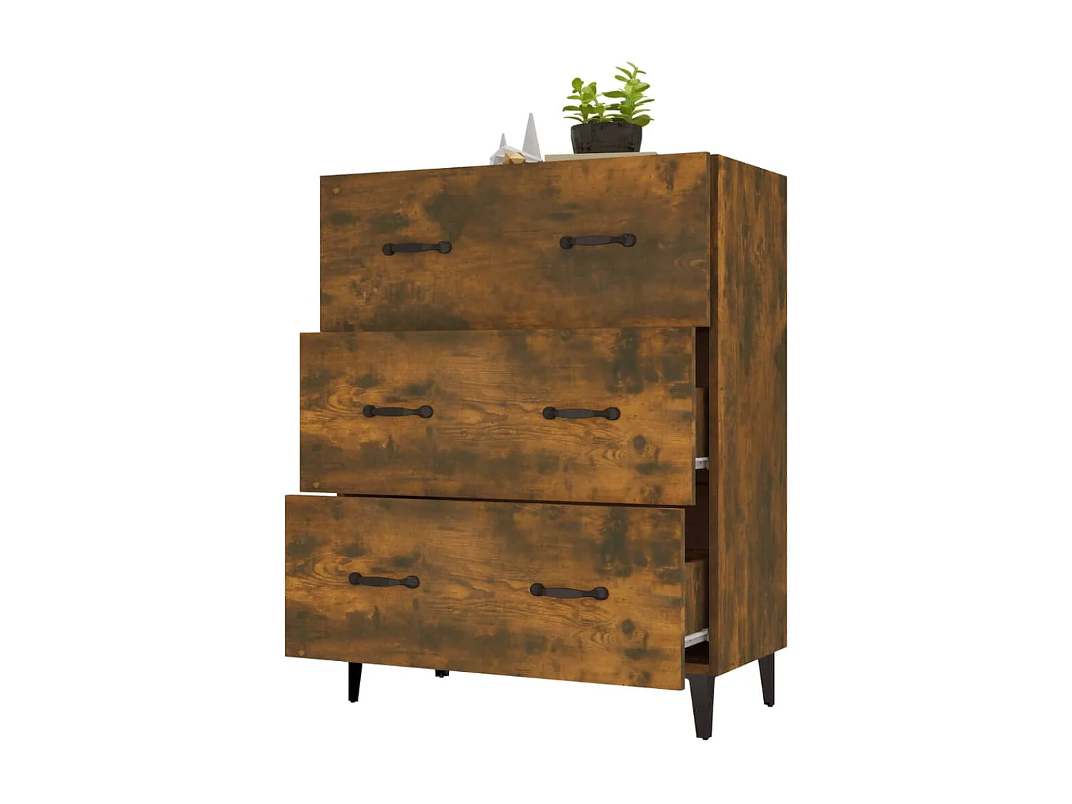 Buffet chêne fumé 69,5x34x90 cm bois d'ingénierie