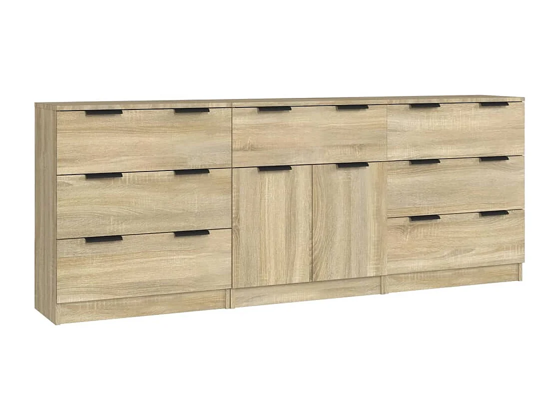 Buffets 3 pcs Chêne sonoma Bois d'ingénierie