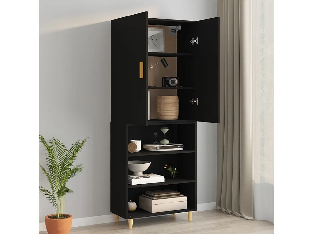 Armario de pared colgante negro 69,5x34x90 cm