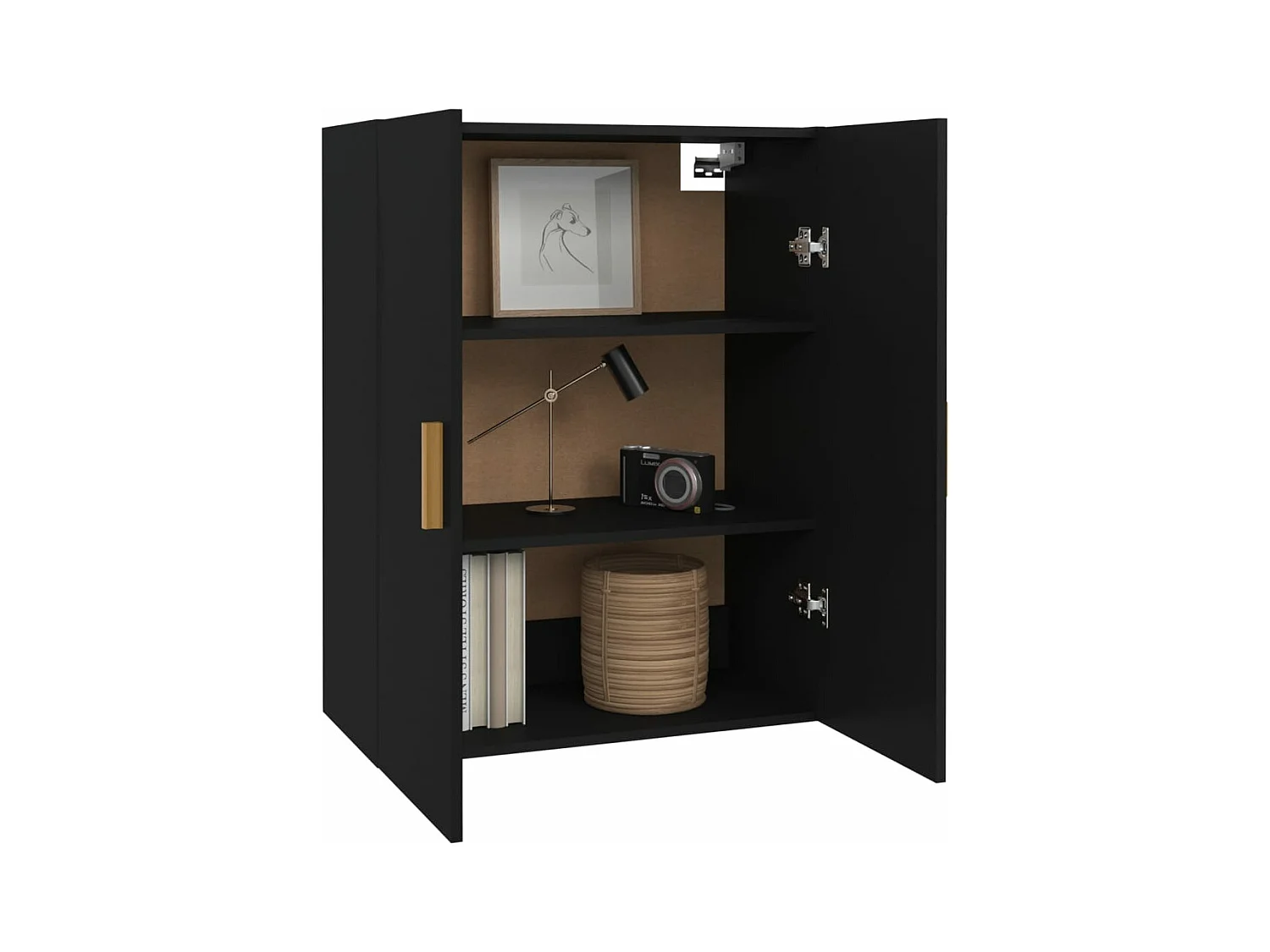 Armario de pared colgante negro 69,5x34x90 cm