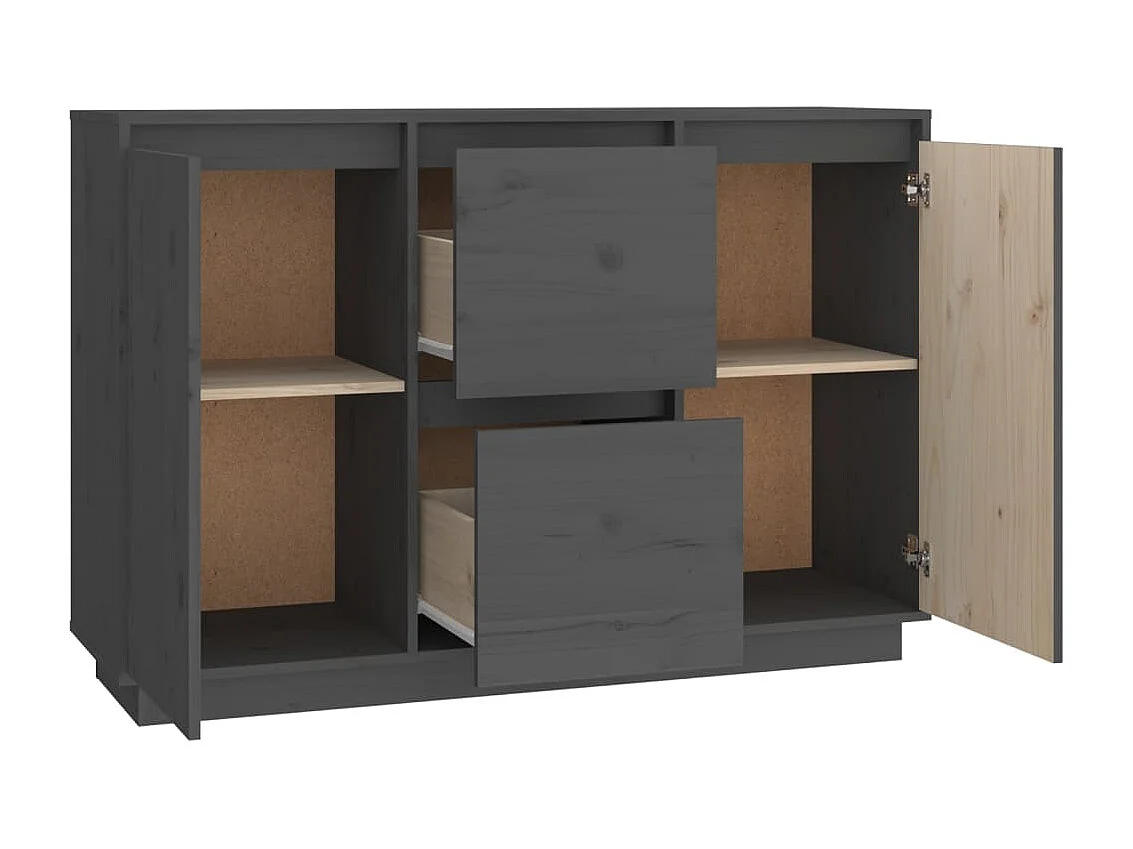 Dressoir 111x34x75 cm massief grenenhout grijs