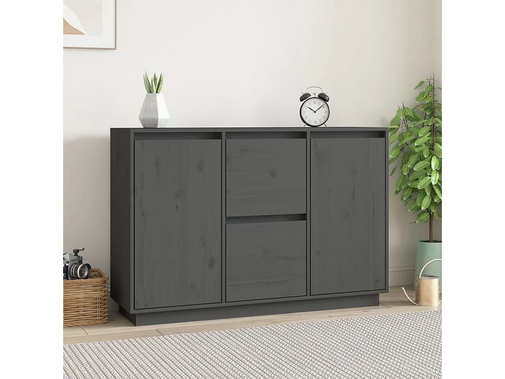 Dressoir 111x34x75 cm massief grenenhout grijs