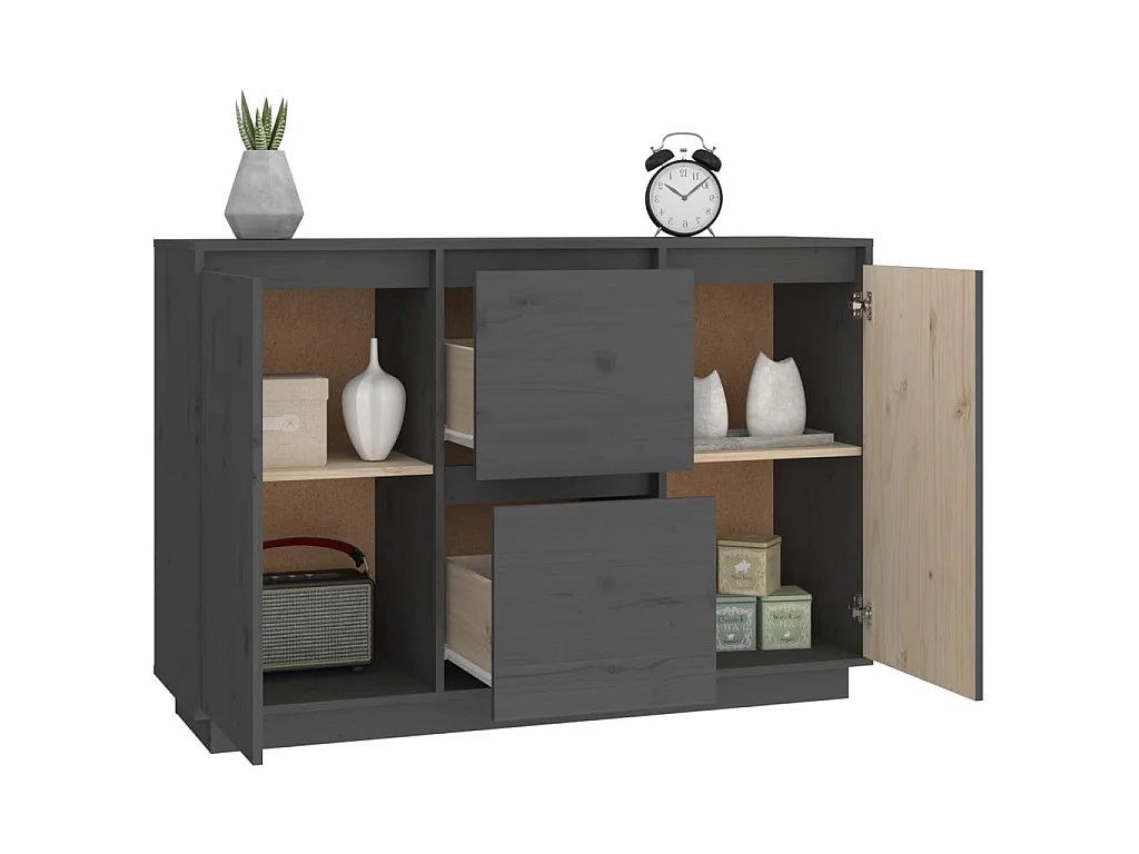 Dressoir 111x34x75 cm massief grenenhout grijs