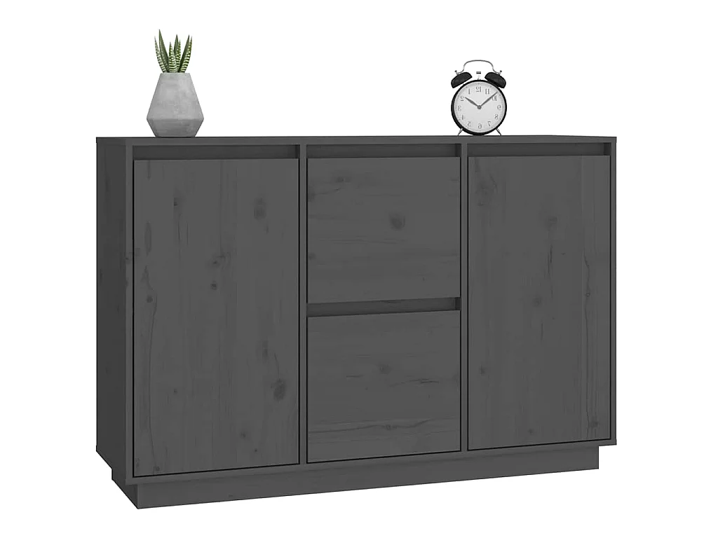 Buffet Gris 111x34x75 cm Bois massif de pin